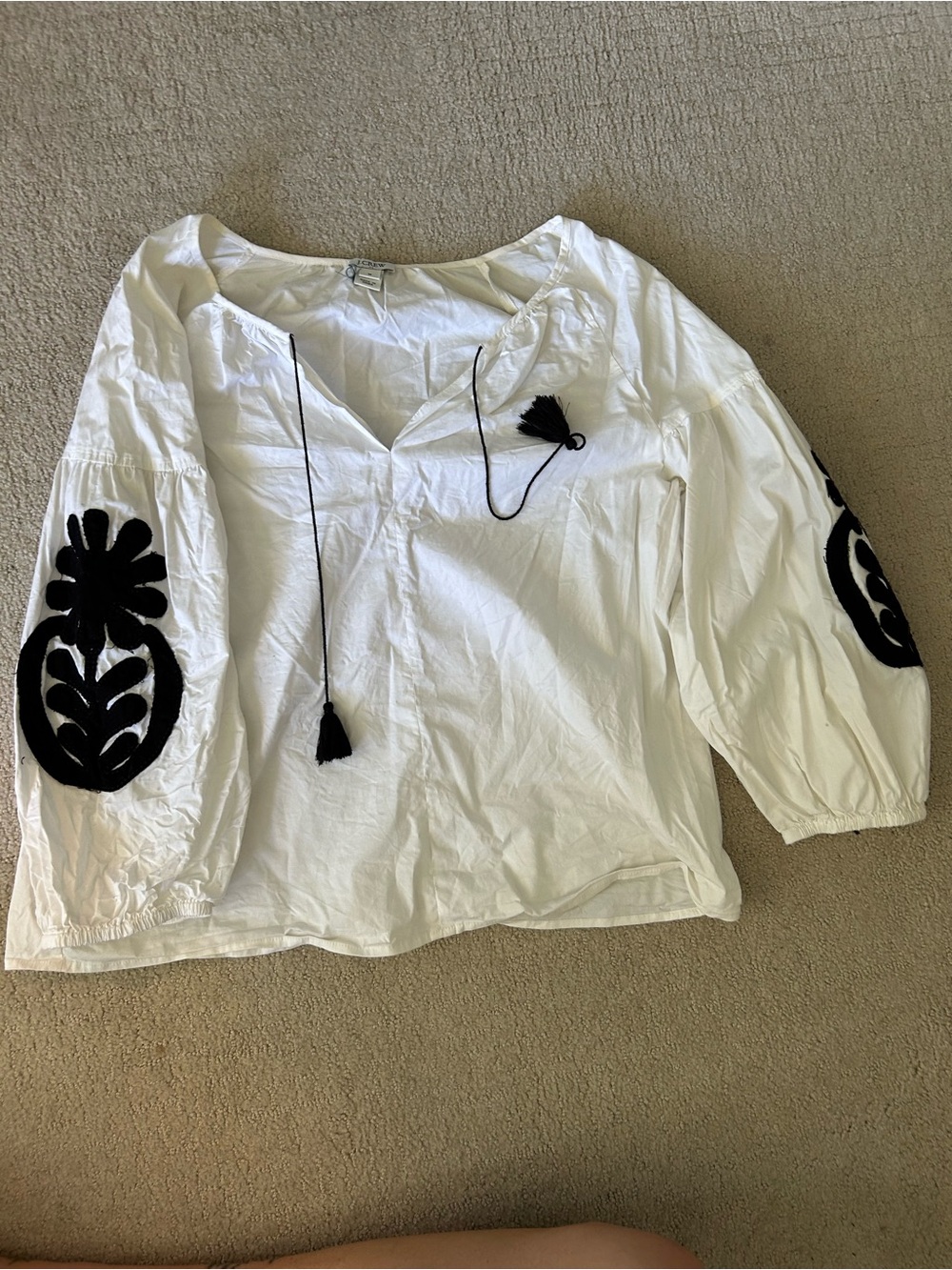 J. crew boho peasant top medium applique